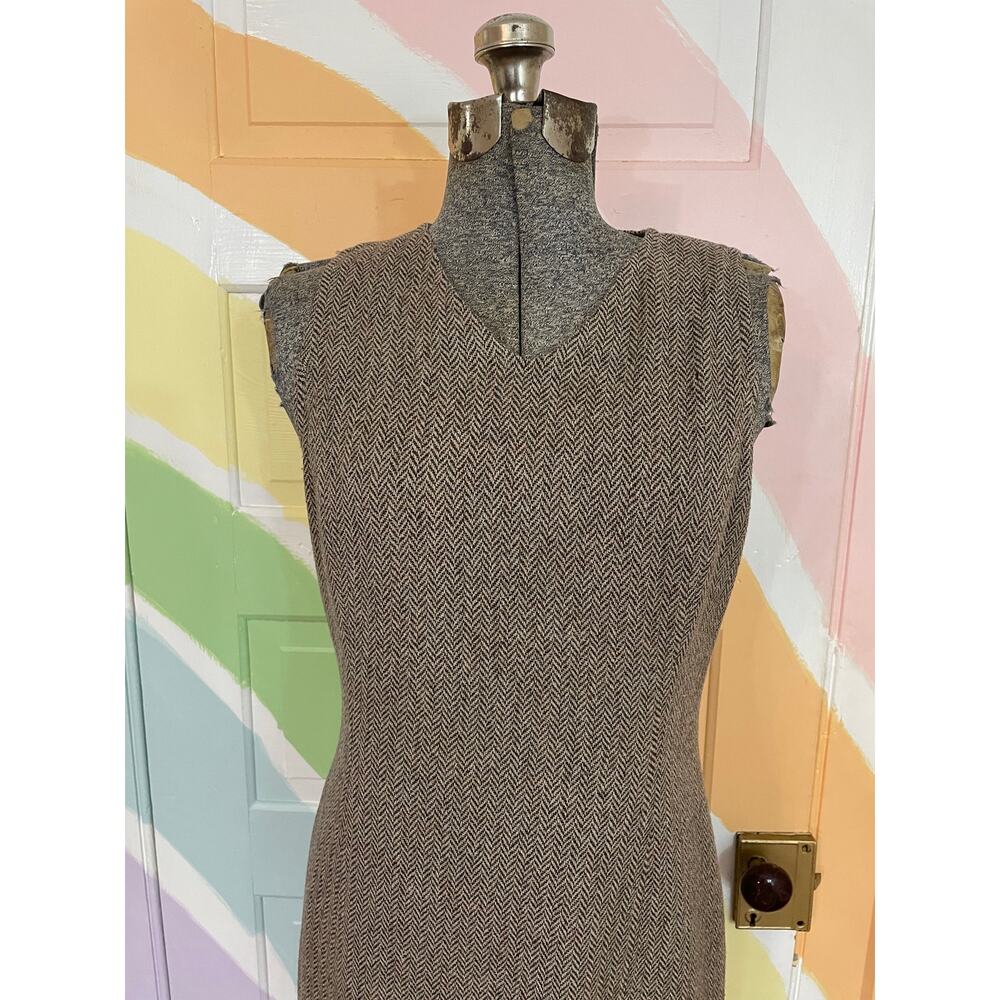 Ralph Lauren Wool Blend Herringbone Tweed Jumper Dress Sz 4 💛🎀 - Picture 4 of 12